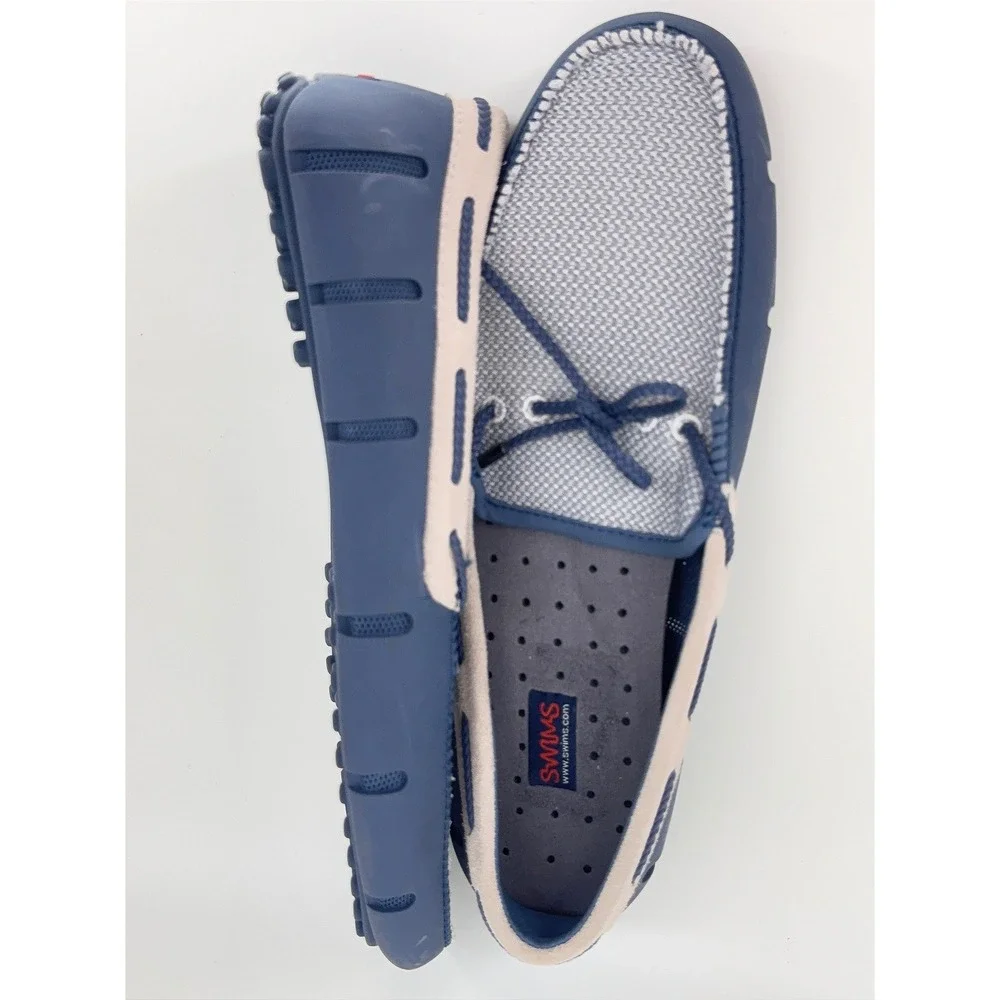 Swims Mens Braided Lace Lux Loafers Size 10 Slate Coastal Mesh Rubber Boat Shoes